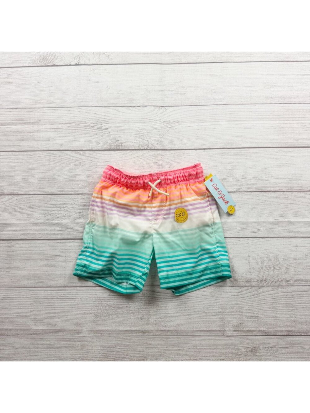 Cat & Jack Boys Multicolor Striped Swim Trunks Lined NWT XS 4-5